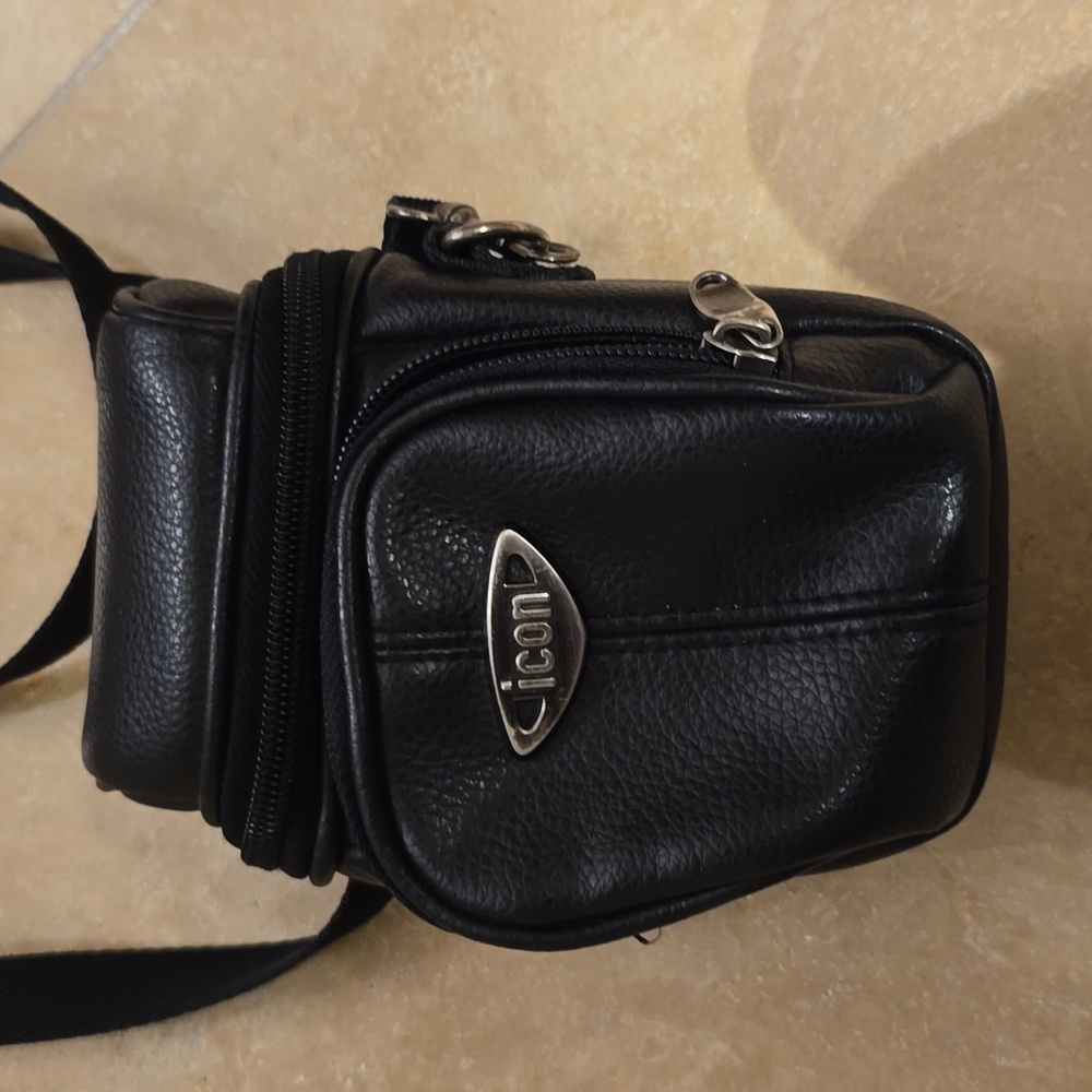 C Icon Black Faux Leather Camera Bag With Strap, Bag & Strap ONLY